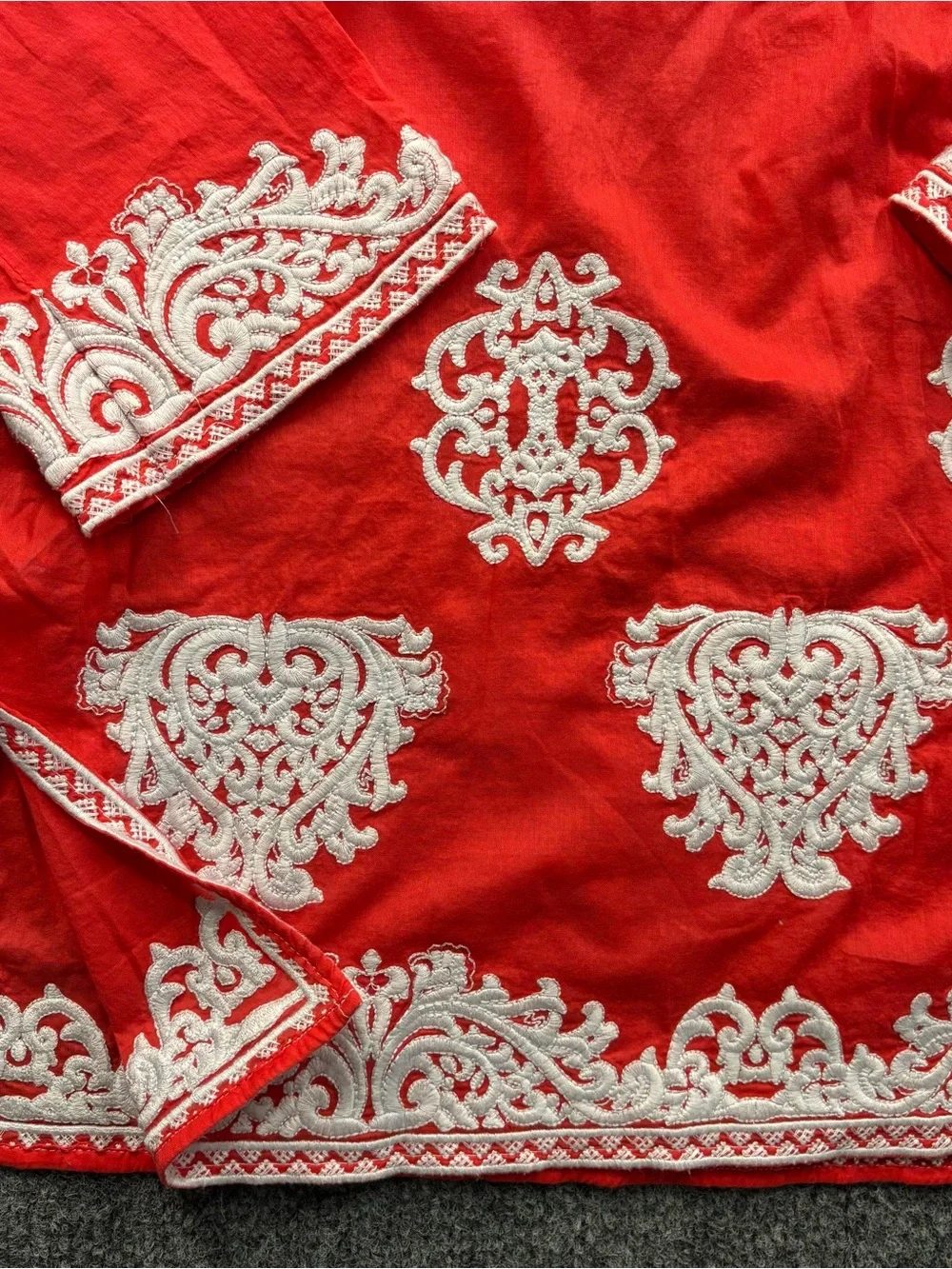 Michael Kors Red Tunic with White Embroidery